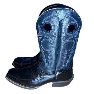 Justin Jed Men's Western Cowboy Boots SV2522 Size 12D Black Blue Buffalo Leather
